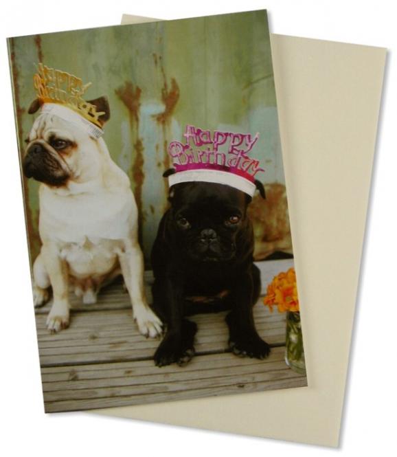 Geburtstagskarte Mops Happy Birthday 